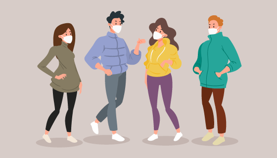 带着口罩的人们矢量素材(AI/EPS/PNG)