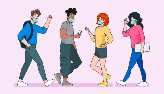 带着口罩的人们矢量素材(AI/EPS/PNG)