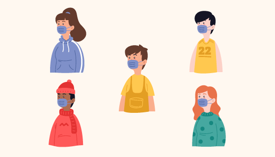 带着口罩的人们矢量素材(AI/EPS/PNG)