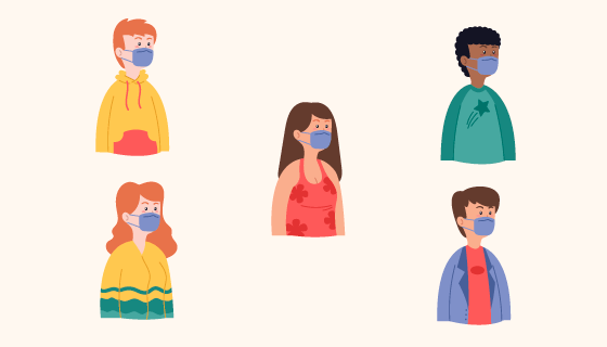 带着口罩的人们矢量素材(AI/EPS/PNG)