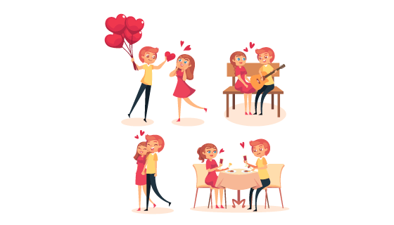 可爱浪漫的情侣矢量素材(AI/EPS/PNG)