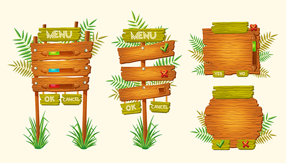 卡通木制标志矢量素材(EPS)