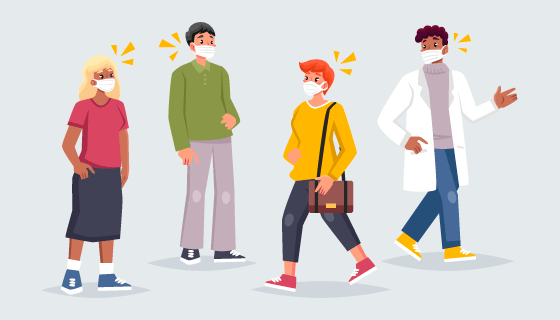 带着口罩的人们矢量素材(AI/EPS/PNG)