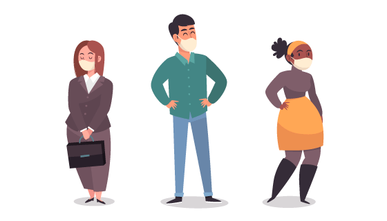 带着口罩的人们矢量素材(AI/EPS/PNG)