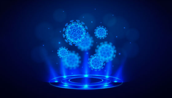逼真的冠状病毒全息图背景矢量素材(AI)