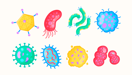 手绘风格不同形状的病毒矢量素材(AI/EPS/PNG)