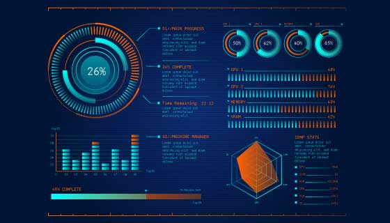 富有科技感大数据信息图表矢量素材(AI/EPS)