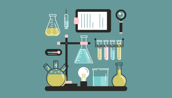 扁平风格科学实验室器材矢量素材(AI/EPS/PNG)