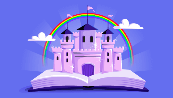 童话般的彩虹城堡矢量素材(AI/EPS)