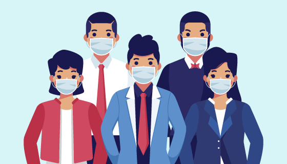 带口罩的人们矢量素材(AI/EPS/PNG)