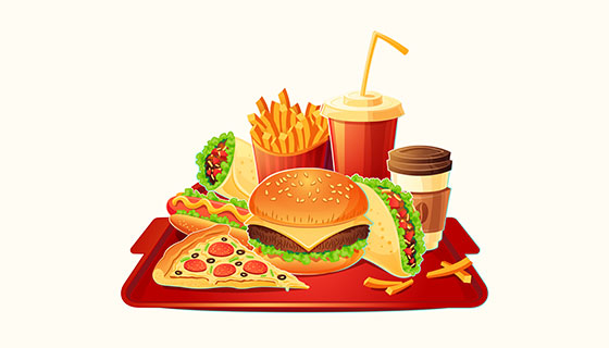 卡通风格快餐矢量素材(EPS)