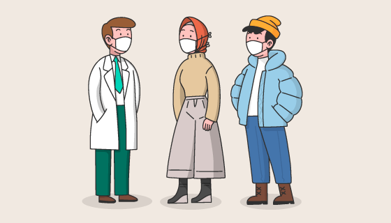 带口罩的人们矢量素材(AI/EPS/PNG)