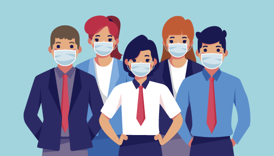 带口罩的人们矢量素材(AI/EPS)