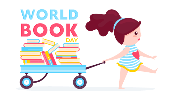 拉着一车书的小女孩矢量素材(AI/EPS)