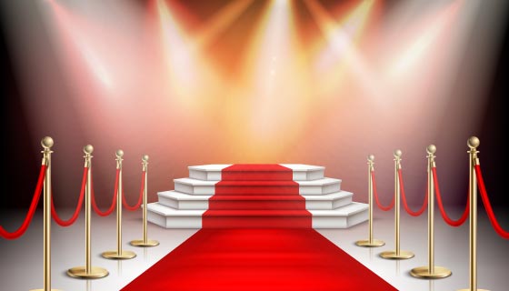 逼真的红毯舞台矢量素材(EPS)