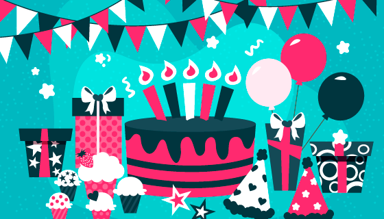 扁平风格生日快乐背景矢量素材(AI/EPS)