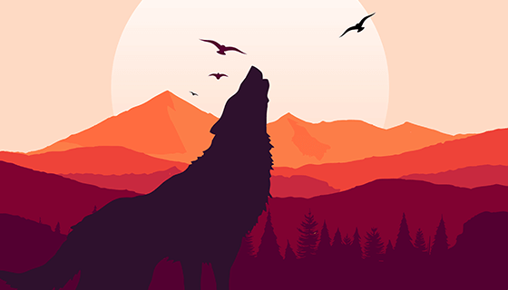 咆哮的狼矢量素材(EPS)