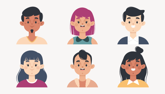 扁平风格人物头像矢量素材(AI/EPS/PNG)