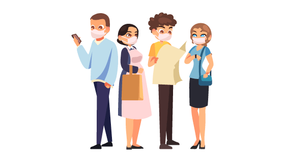 带口罩的人们矢量素材(AI/EPS/PNG)