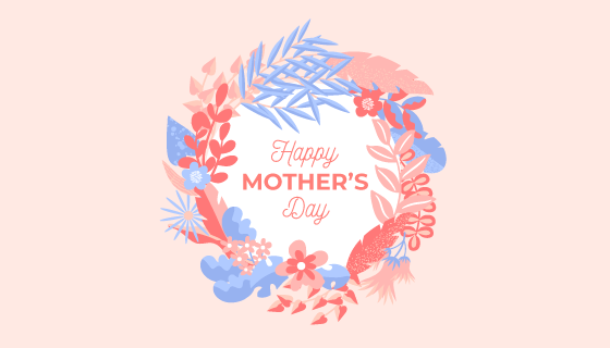 扁平风格漂亮花环母亲节矢量素材(AI/EPS/PNG)