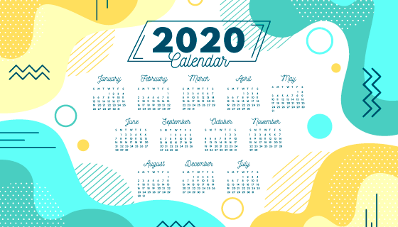抽象流体设计2020年日历矢量素材(AI/EPS)
