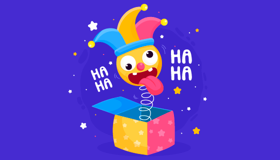 盒子理蹦出的小丑愚人节矢量素材(AI/EPS)