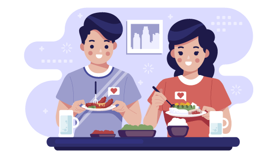 正在用餐的人们矢量素材(AI/EPS)