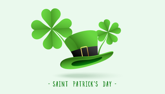 四叶草和帽子设计圣帕特里克节背景矢量素材(EPS)