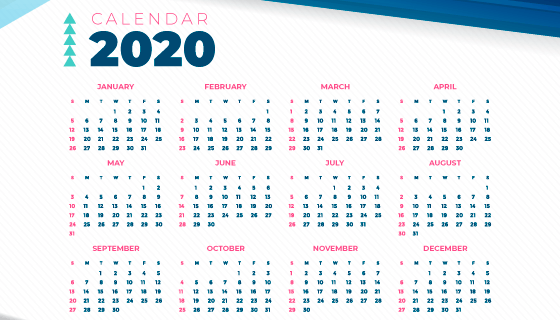 抽象简单的2020年日历矢量素材(AI/EPS)