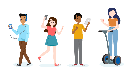 正在使用科技设备的人们矢量素材(AI/EPS/PNG)