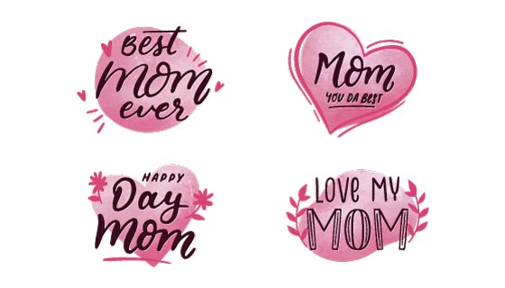 粉色爱心母亲节标签矢量素材(AI/EPS/PNG)