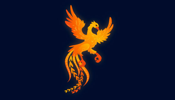 手绘风格的凤凰矢量素材(AI/EPS/PNG)