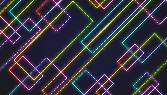 炫彩霓虹灯线条背景矢量素材(AI/EPS)