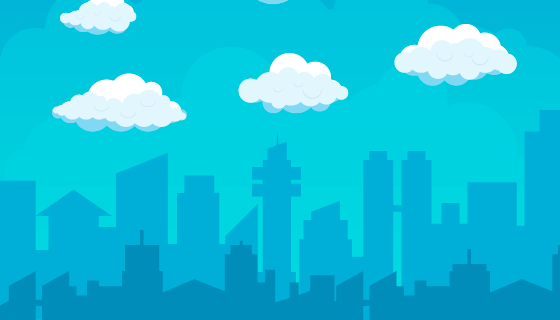 城市和城市上空的白云矢量素材(AI/EPS)