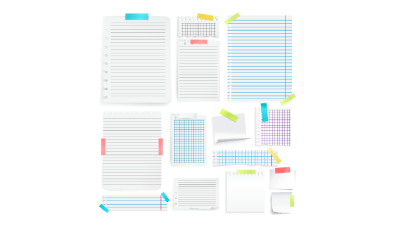 逼真笔记本纸张和便签矢量素材(EPS)