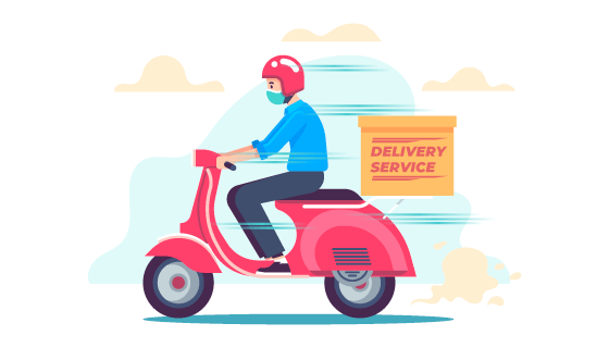 带着口罩送货的快递员矢量素材(AI/EPS)