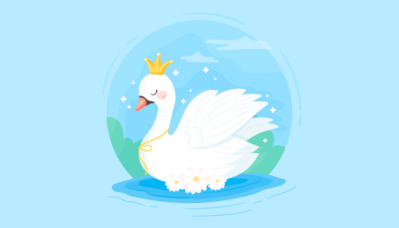 戴王冠的天鹅公主矢量素材(AI/EPS)