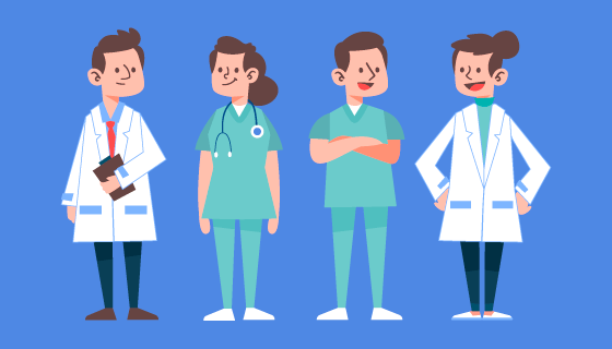 扁平风格的医生和护士矢量素材(AI/EPS/PNG)