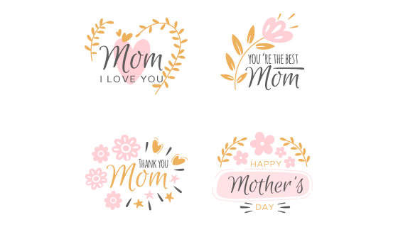 花卉设计母亲节标签矢量素材(AI/EPS/PNG)