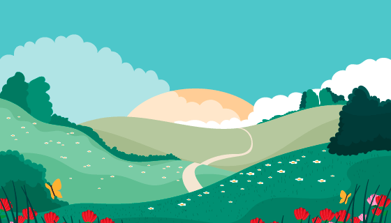 美丽的春天景色矢量素材(AI/EPS)