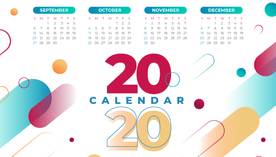 抽象多彩的2020年日历矢量素材(AI/EPS)