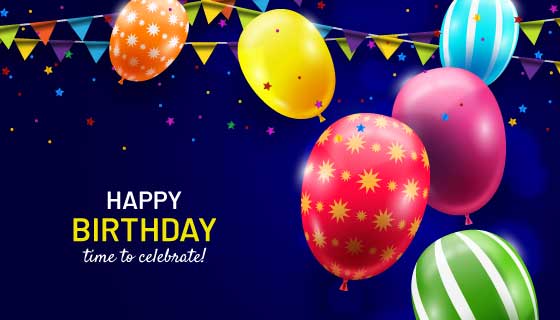 逼真多彩气球生日快乐背景矢量素材(AI/EPS)
