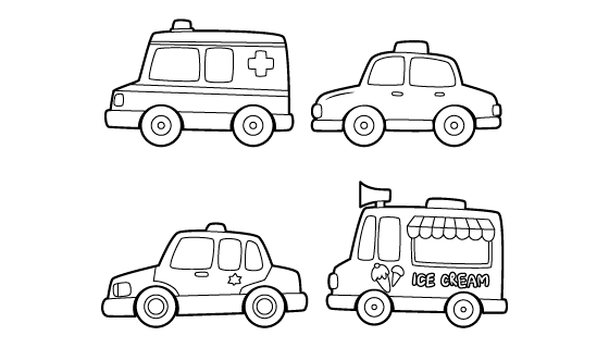 手绘儿童黑白玩具车矢量素材(AI/EPS/PNG)