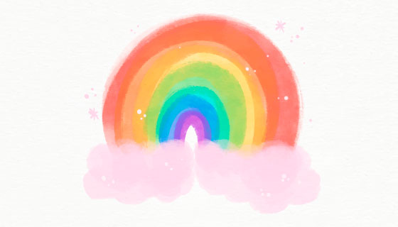 水彩风格可爱彩虹矢量素材(AI/EPS)