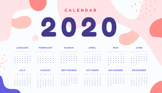 抽象多彩设计2020年日历矢量素材(AI/EPS)
