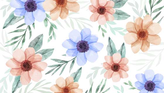 水彩风格漂亮花卉矢量素材(AI/EPS)