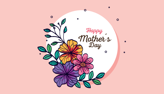 手绘花卉母亲节快乐卡片矢量素材(EPS)
