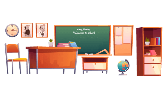 各种各样的学校教室物品矢量素材(EPS/PNG)