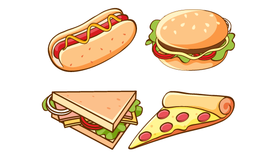手绘美味快餐矢量素材(EPS/PNG)