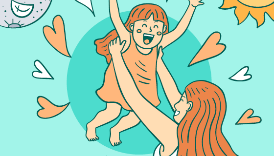 妈妈双手举起女儿设计母亲节矢量素材(AI/EPS)